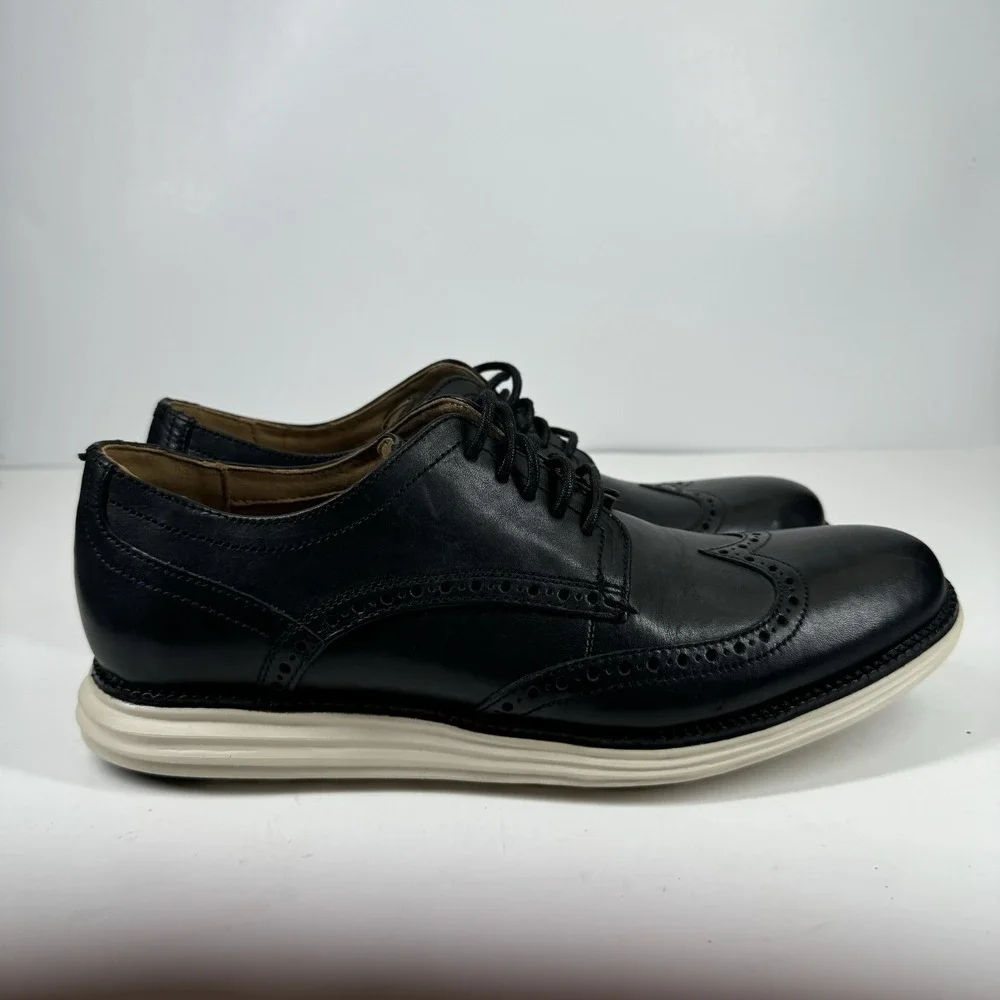 Cole Haan OriginalGrand Men's 8M Black Leather Wingtip Oxford Dress Shoes C24089